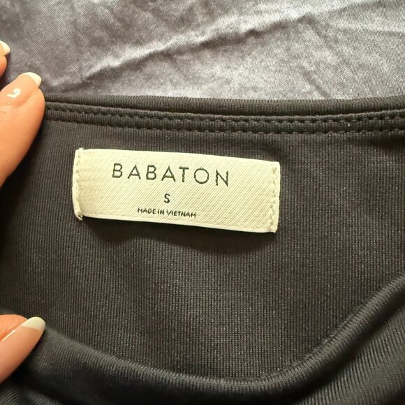 Babaton Aritzia Contour Squareneck Long Sleeve Bodysuit S Black Double Layer - Picture 2 of 4